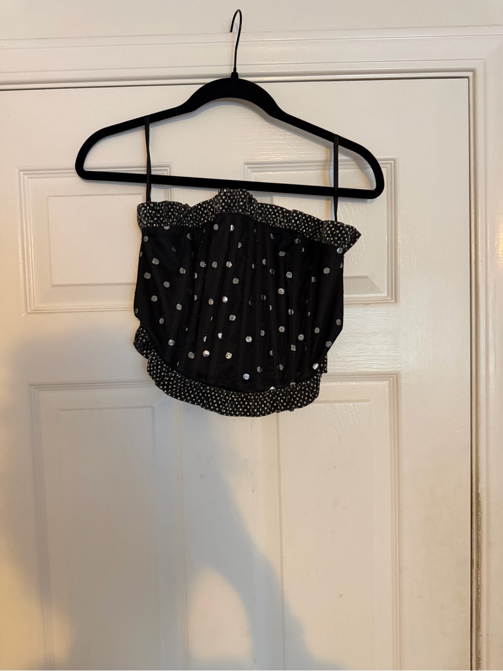Lovers + Friends Black Polka Dot Cropped Tube Top